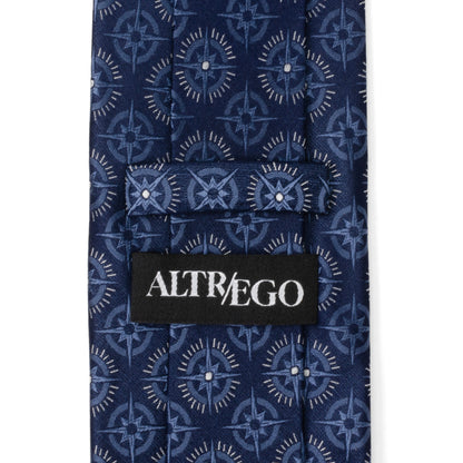 Compass Hidden Message Navy Blue Men's Tie