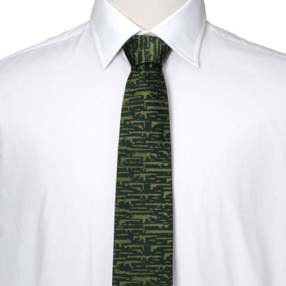 Gun Patterned Green Men's Tie