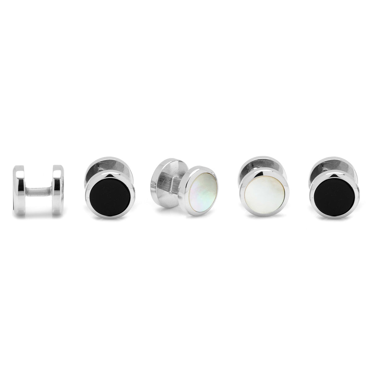 Double Sided Mother of Pearl Round Beveled 5-Stud Set