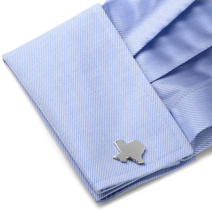 Silver Texas Cufflinks and Lapel Pin Gift Set