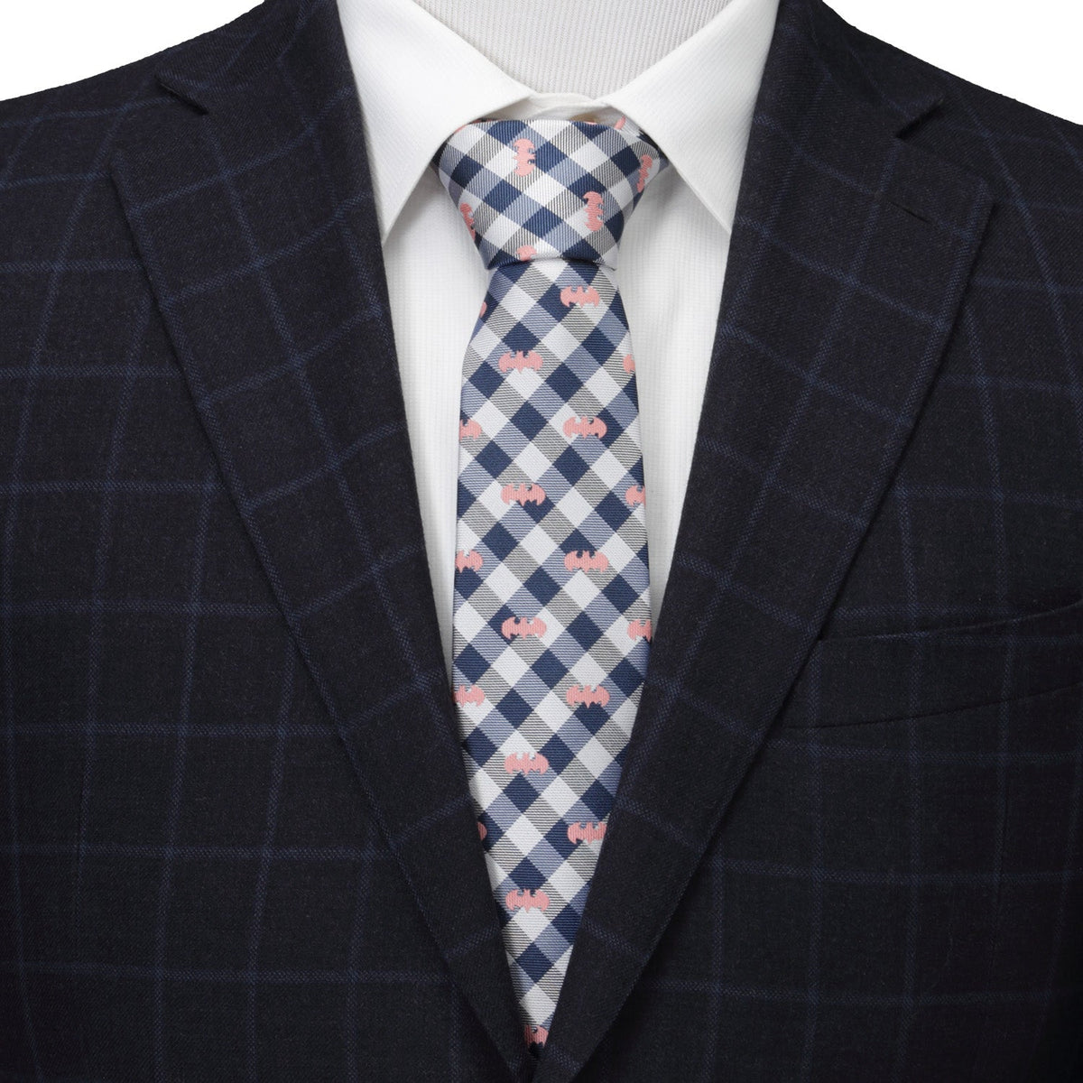 DC Batman Plaid Navy Men's Tie