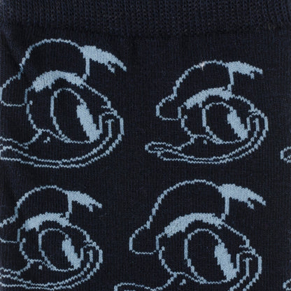 Disney Donald Duck Patterned Blue Socks and Mickey Mouse Blue Lapel Pin Gift Set