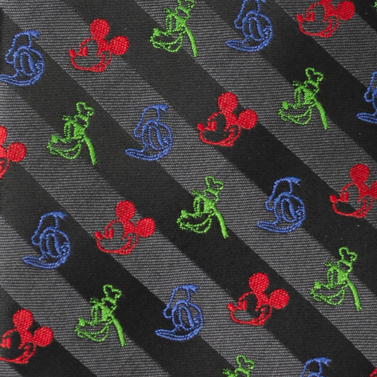 Disney Mickey and Friends Multi Black Stripe Men's Tie