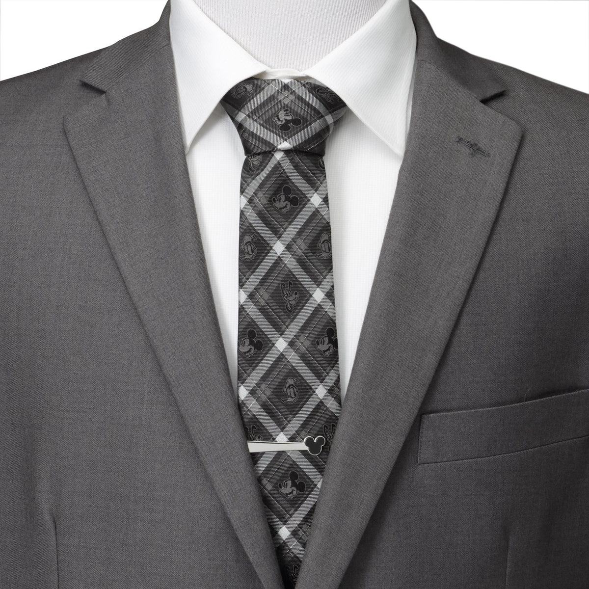 Disney Mickey and Friends Charcoal Plaid Men's Tie