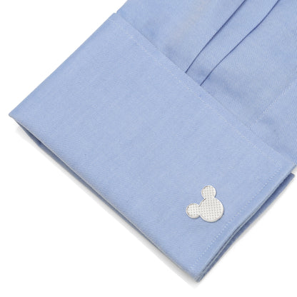 Disney Mickey Mouse Silhouette Basket Weave Cufflinks