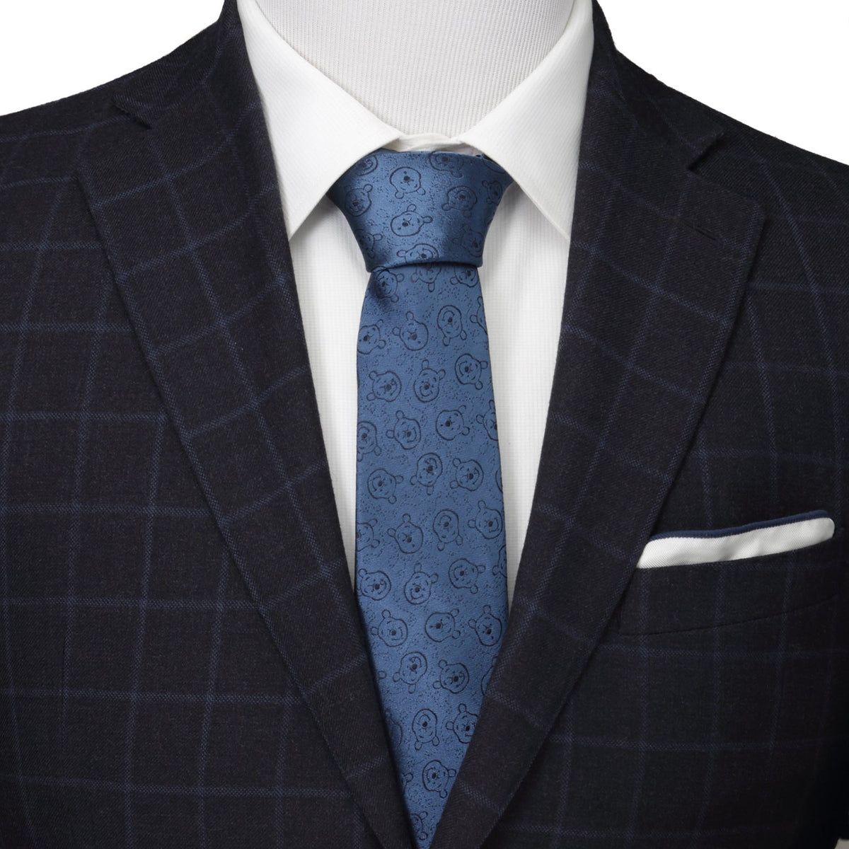 Disney Winnie the Pooh Blue Tonal Men's Tie