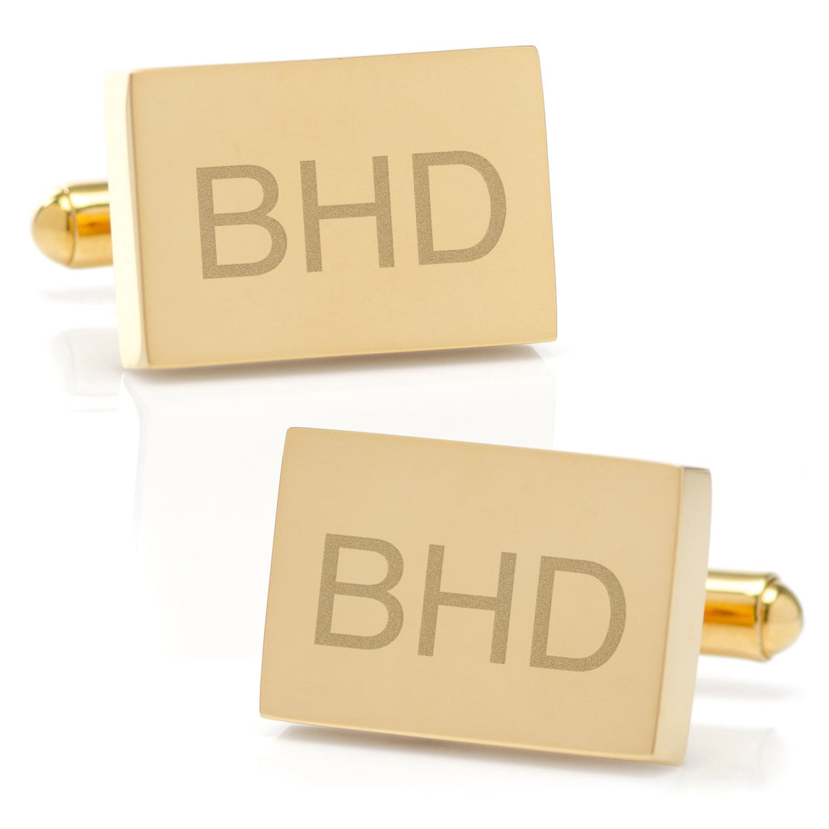 Stainless Steel Gold Plated Block Engravable Cufflinks