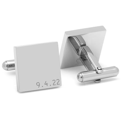 Typewriter Wedding Day Engravable Square Cufflinks