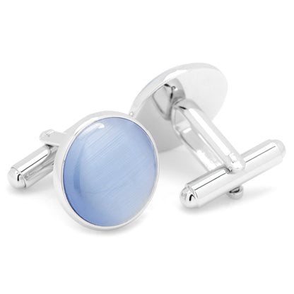 Silver and Blue Cat’s-Eye Stone Cufflinks
