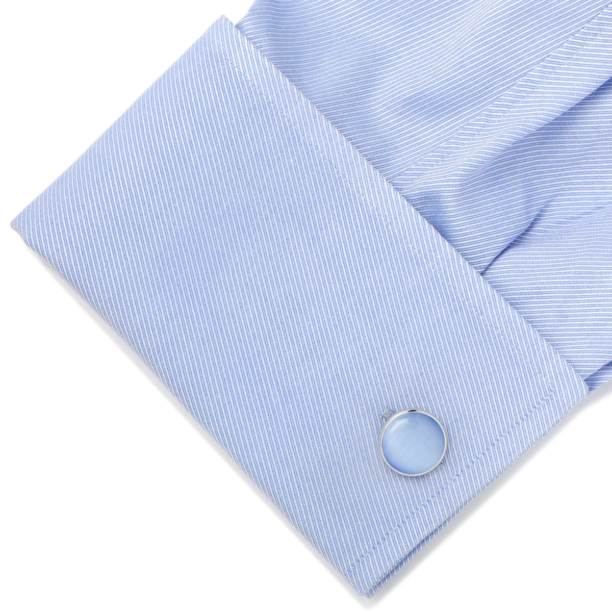 Silver and Blue Cat’s-Eye Stone Cufflinks