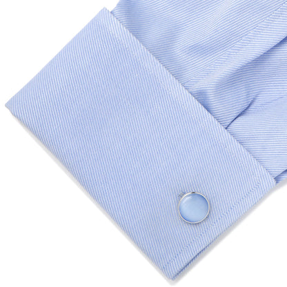 Silver and Blue Cat’s-Eye Stone Cufflinks