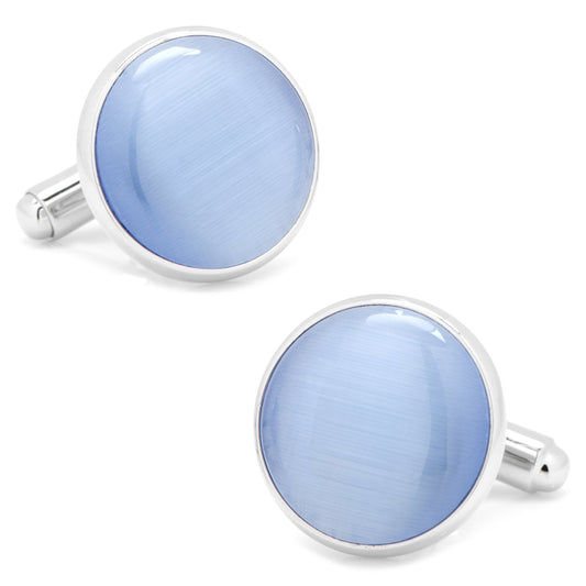 Silver and Blue Cat’s-Eye Stone Cufflinks