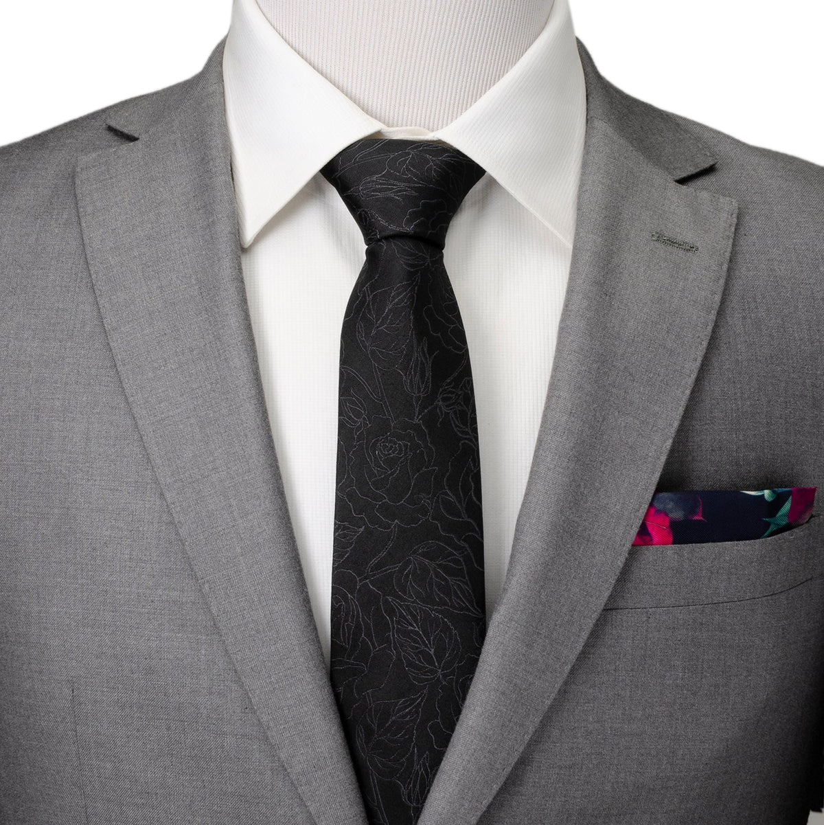 Black Floral Men's Tie