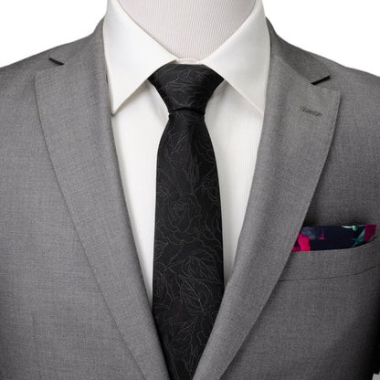 Black Floral Men's Tie