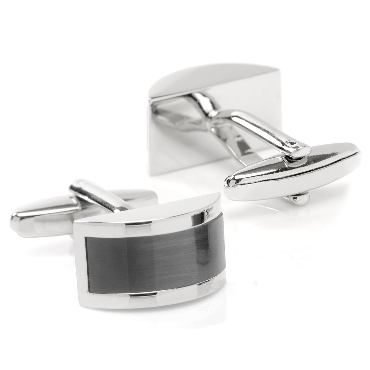 Gray Cat’s-Eye Stone Bridged Cufflinks