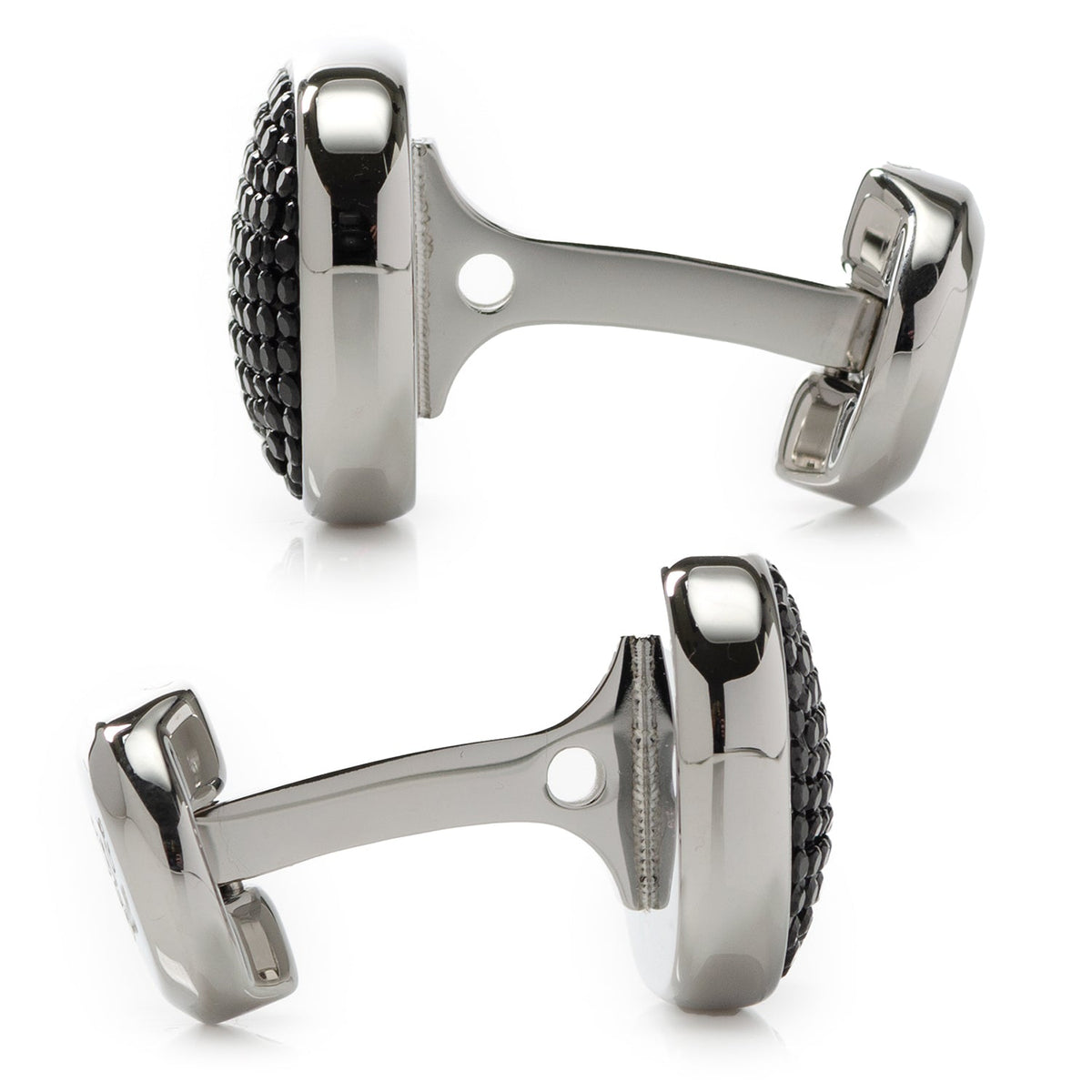 Stainless Steel Black Pave Crystal Cufflinks