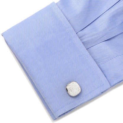 Stainless Steel White Pave Crystal Cufflinks