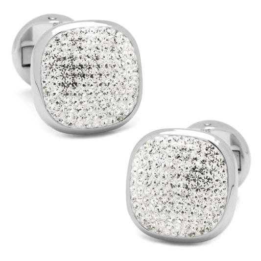 Stainless Steel White Pave Crystal Cufflinks