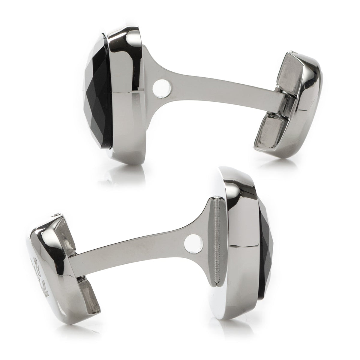 Stainless Steel Faceted Onyx Cushion Cufflinks