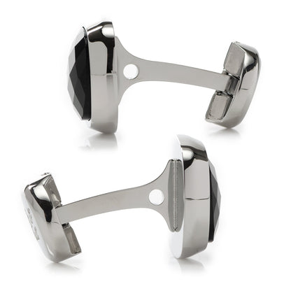 Stainless Steel Faceted Onyx Cushion Cufflinks