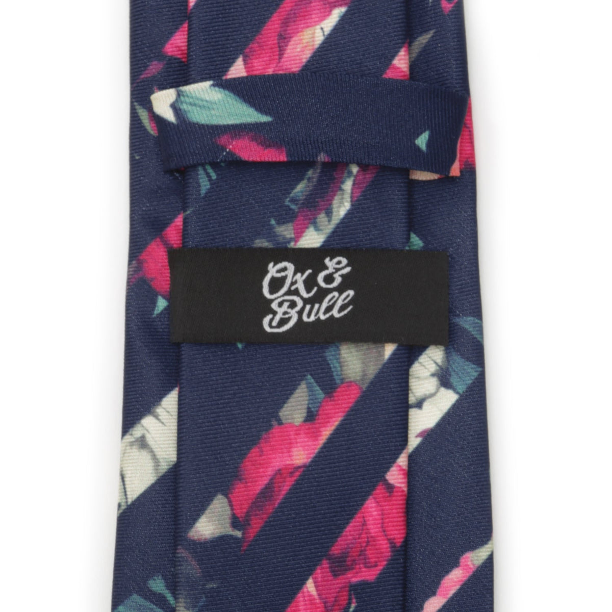 Painted Floral Navy Stripe Silk Men's Tie