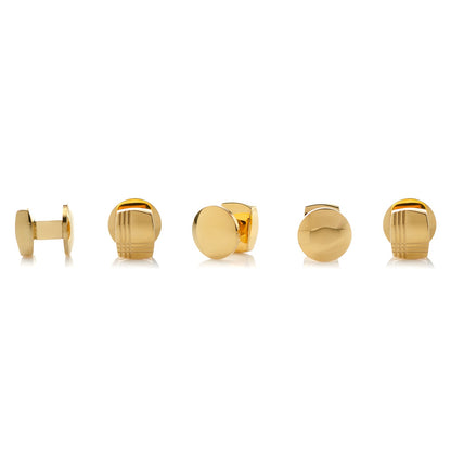 Stainless Steel Gold Tartan 5-Stud Set