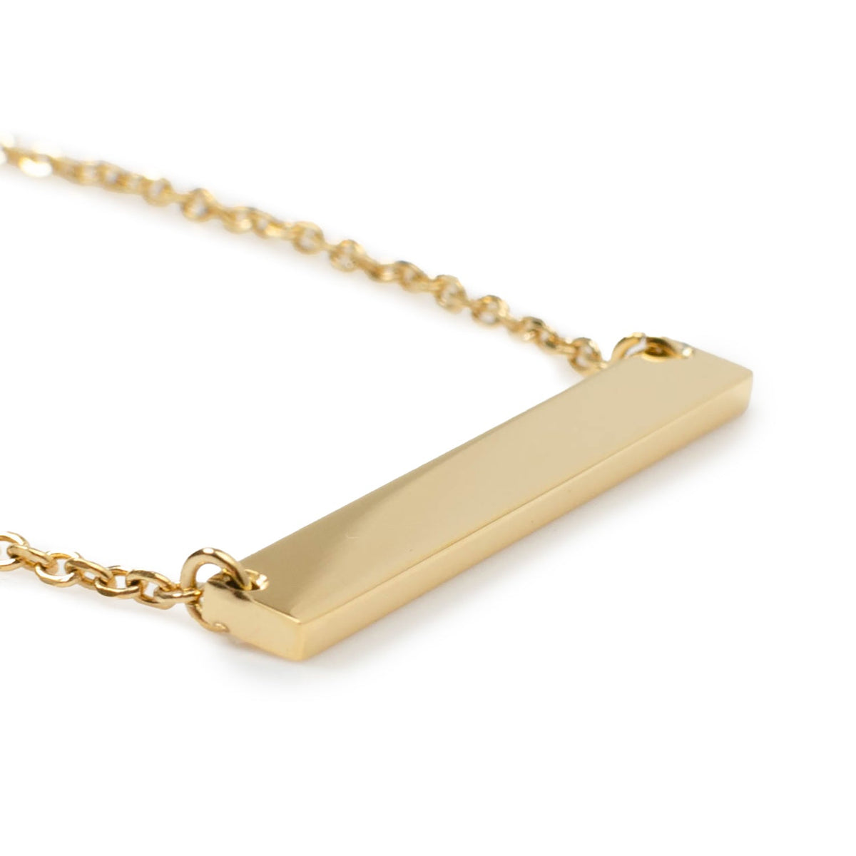 Stainless Steel Gold Engravable Bar Necklace and Cufflinks Gift Set