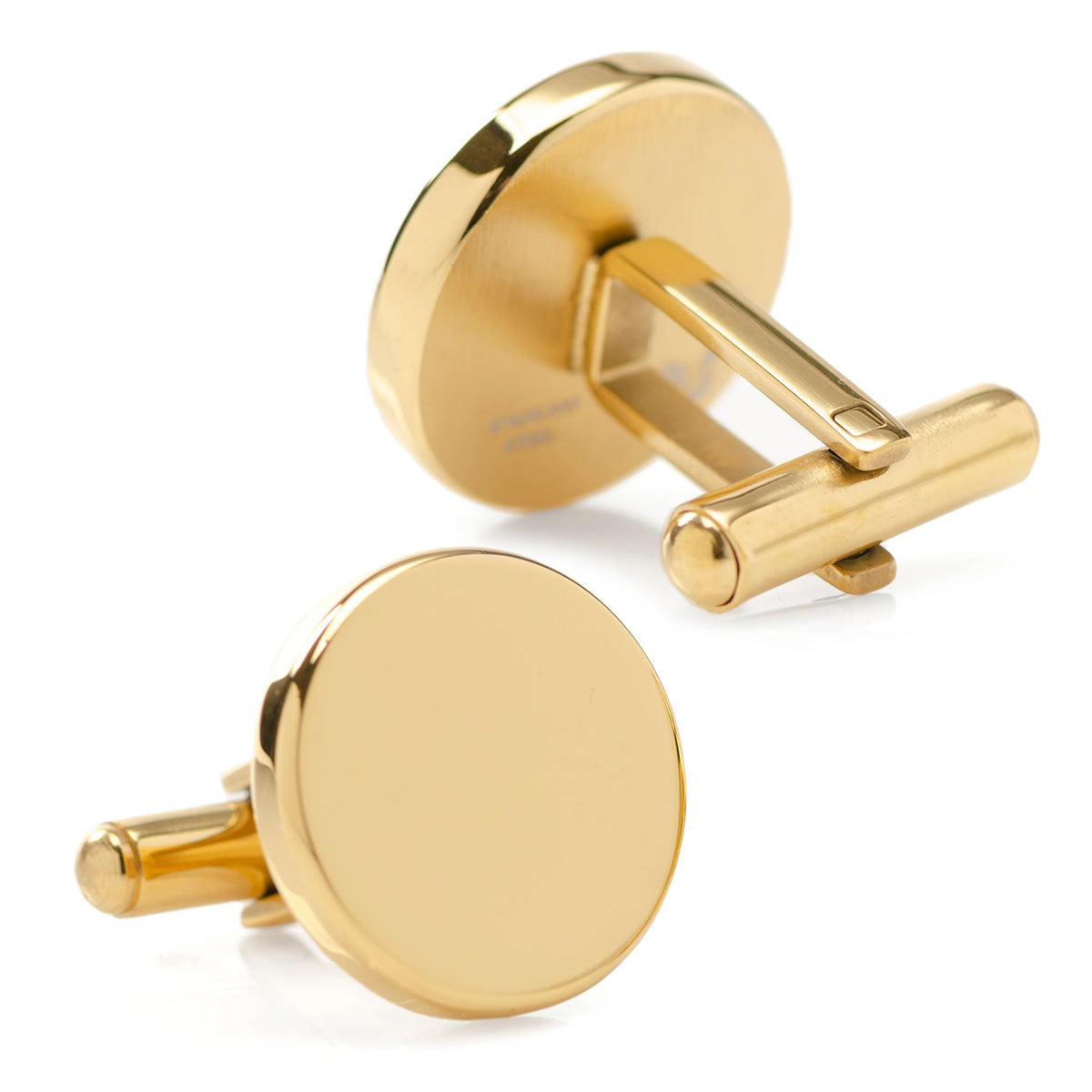 Stainless Steel Gold Engravable Bar Necklace and Cufflinks Gift Set