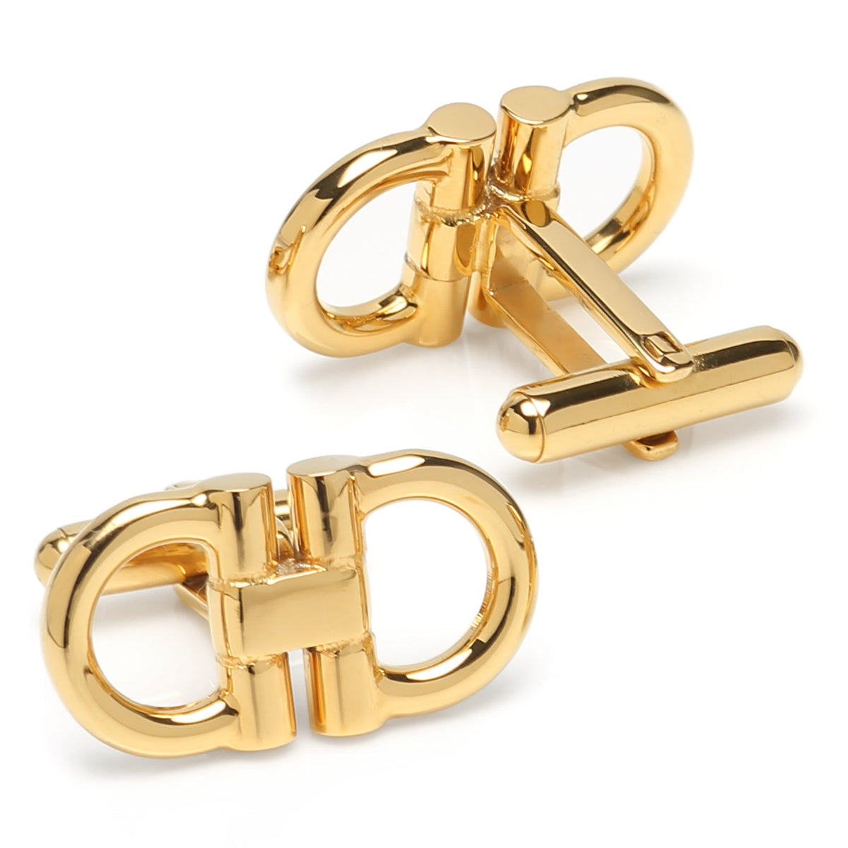 Stainless Steel Gold Horse Bit Cufflinks