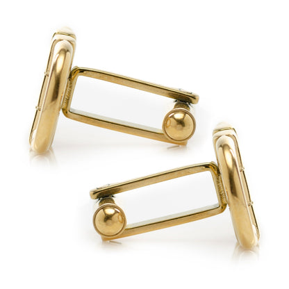 Stainless Steel Gold Horse Bit Cufflinks