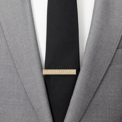 Antique Gold Herringbone Tie Clip