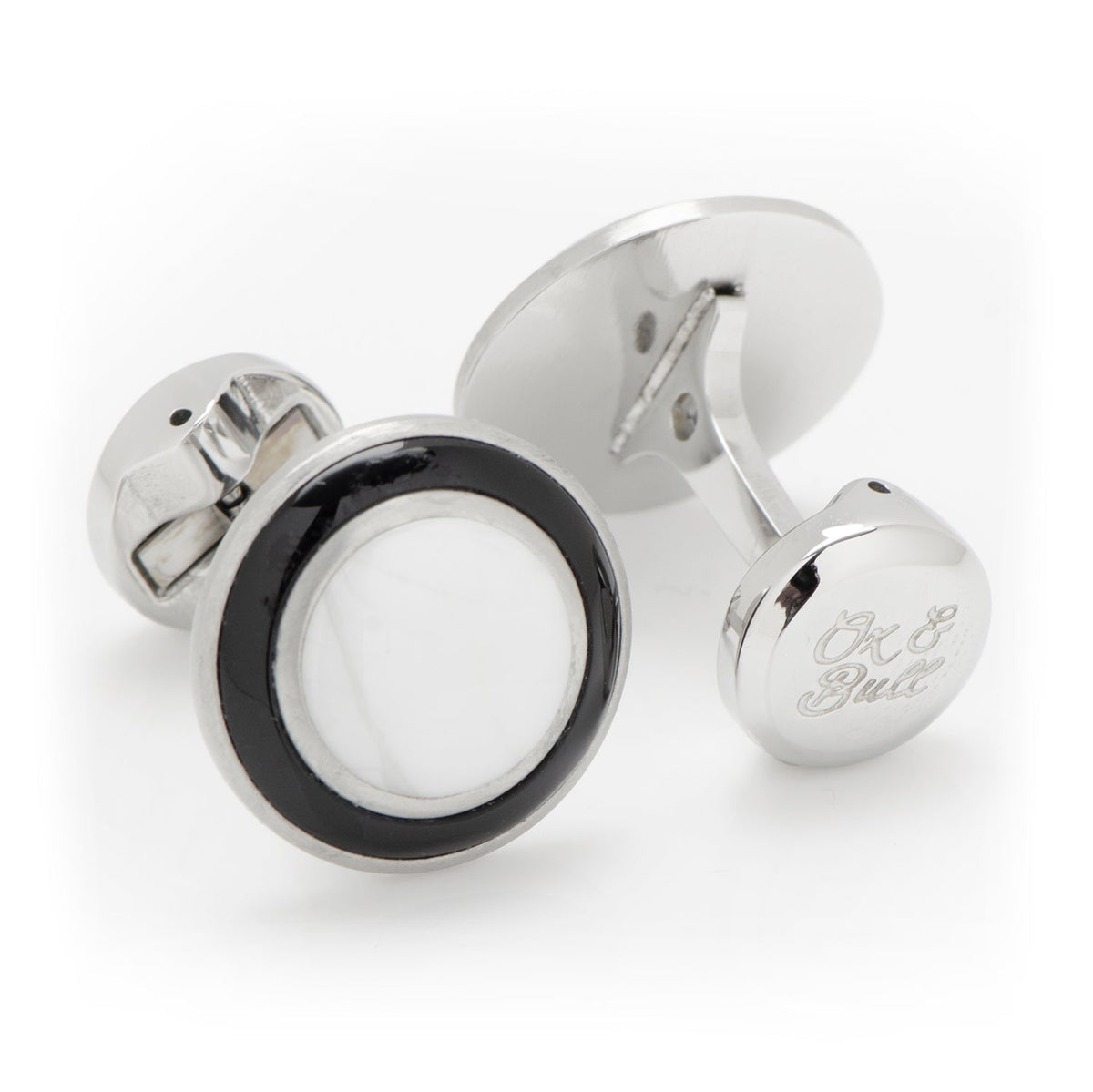 Jade with Onyx Ring Stainless Steel Cufflinks
