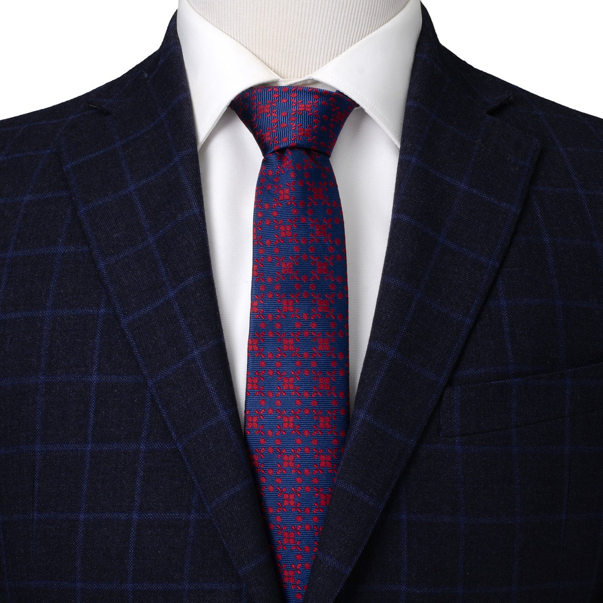 Navy/Red Patterned Men's Tie