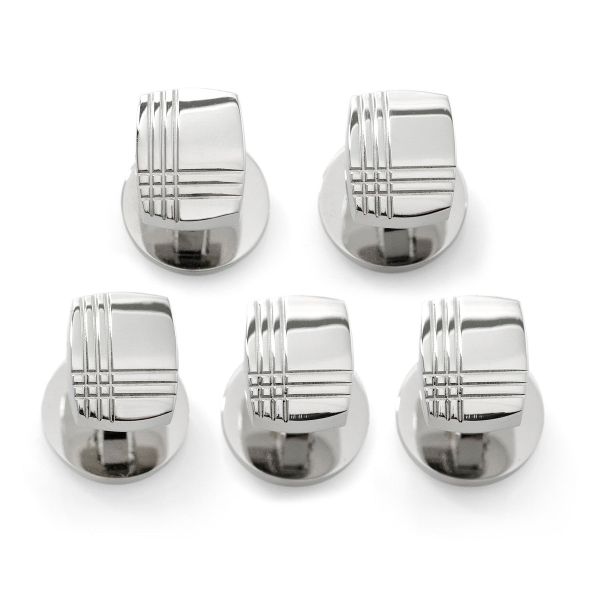 Stainless Steel Tartan Plaid 5-Studs