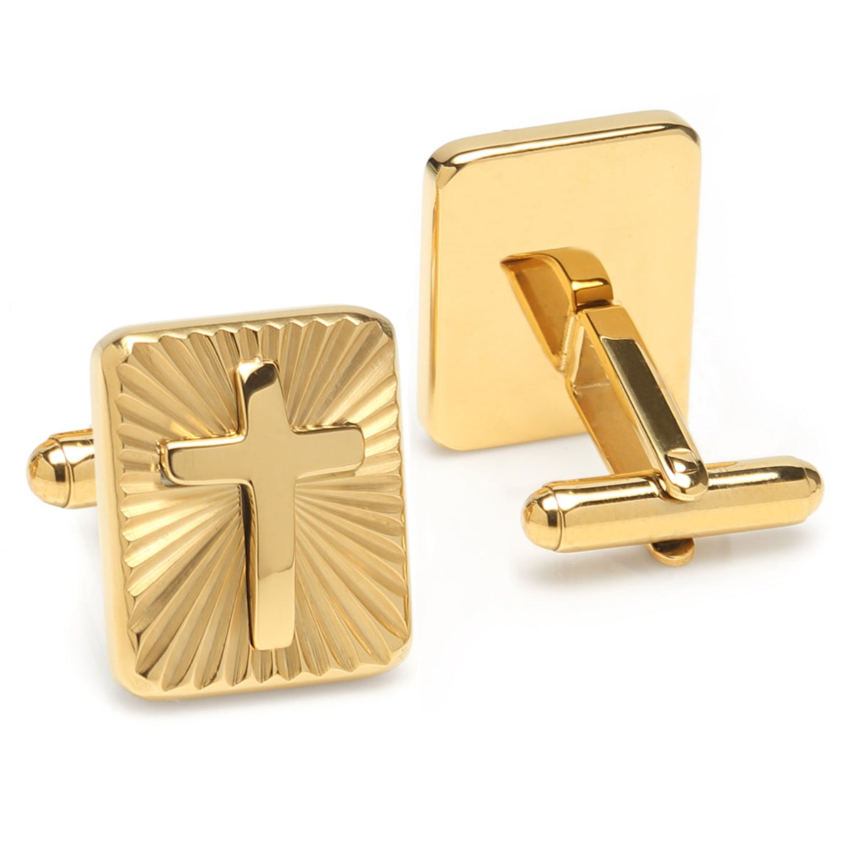 Stainless Steel Gold Radiant Cross
