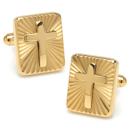 Stainless Steel Gold Radiant Cross