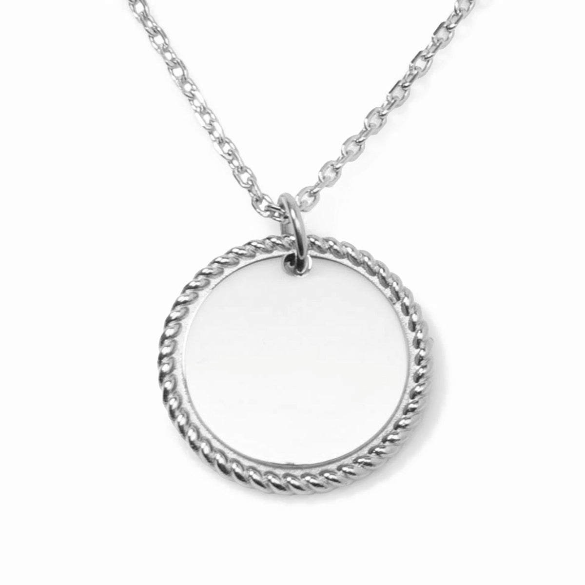 Stainless Steel Engravable Rope Border Edge Necklace and Cufflinks Gift Set