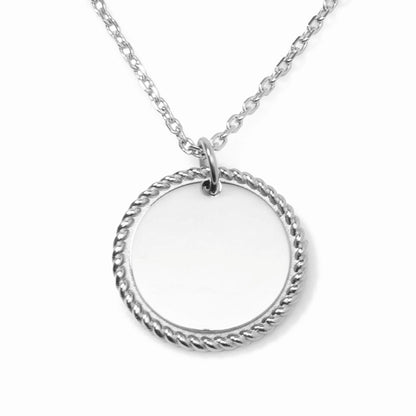 Stainless Steel Engravable Rope Border Edge Necklace and Cufflinks Gift Set