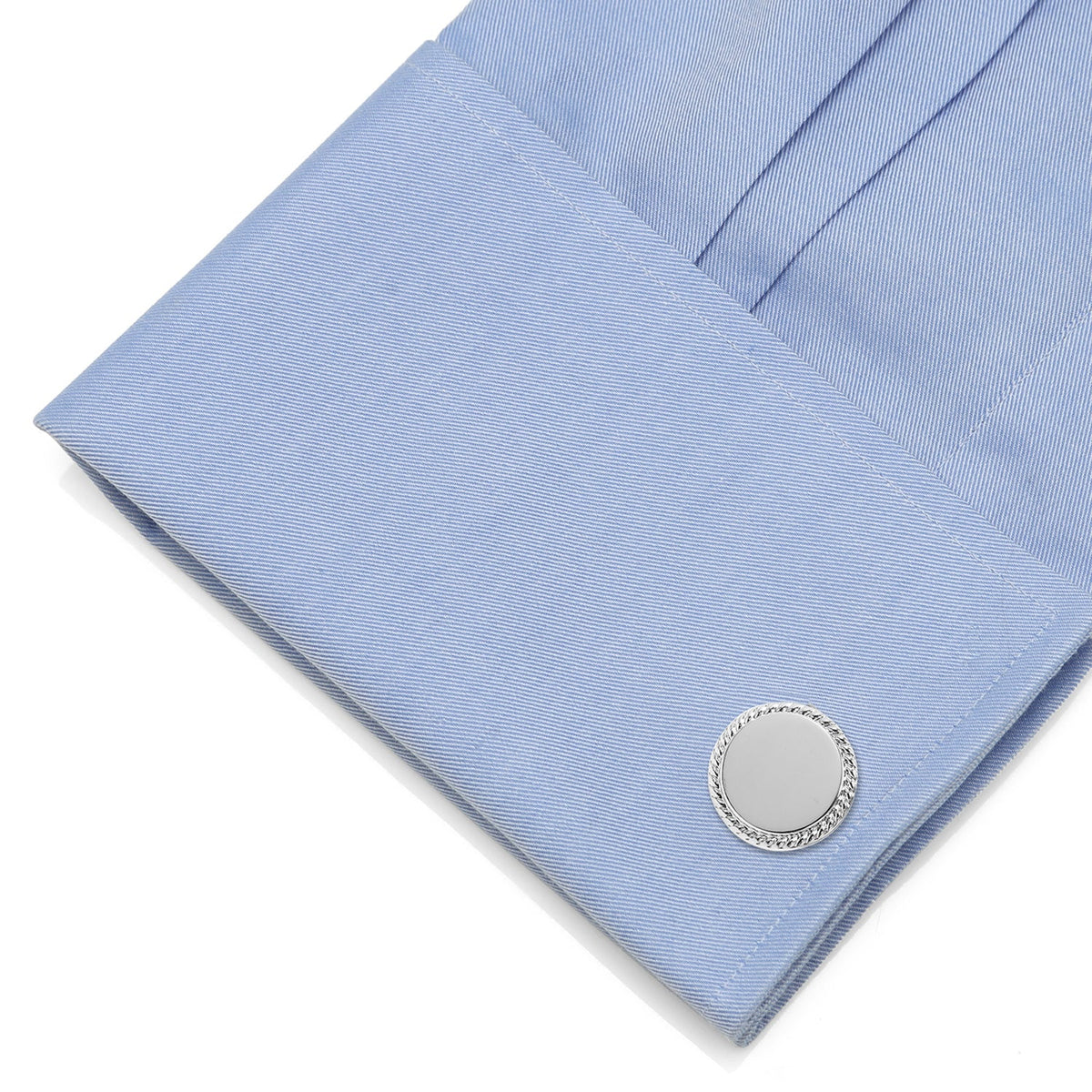 Stainless Steel Engravable Rope Border Edge Necklace and Cufflinks Gift Set