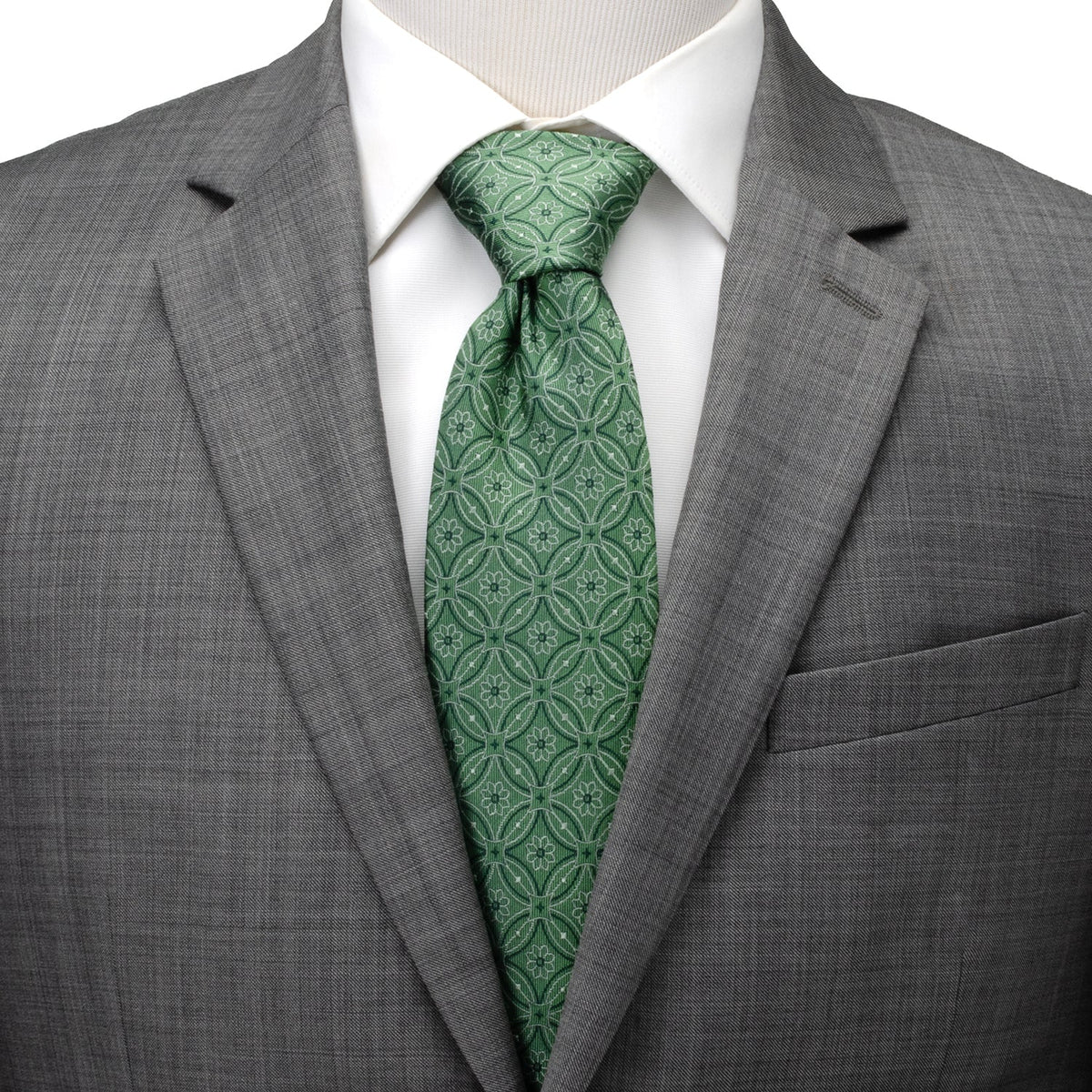 Watercress Green Tiled Big & Tall Men's Tie