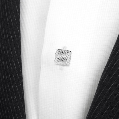 Silver Textured Square Studs