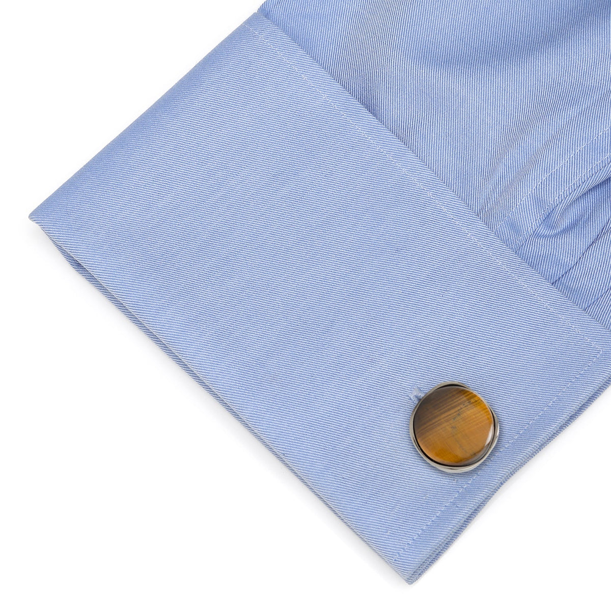 Sterling Silver Classic Formal Tigers Eye Gunmetal Cufflinks