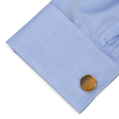 Sterling Silver Classic Formal Tigers Eye Gunmetal Cufflinks