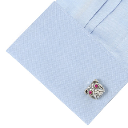 Sterling Silver with 14k Gold Vermeil Accent English Bulldog Cufflinks