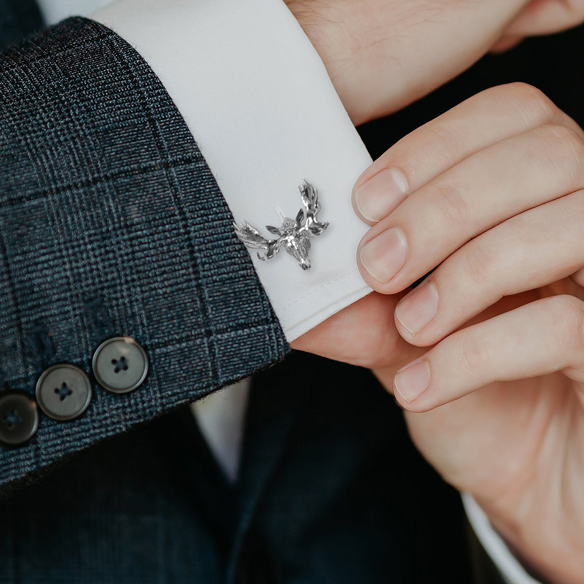 Antique Sterling Silver Moose Cufflinks