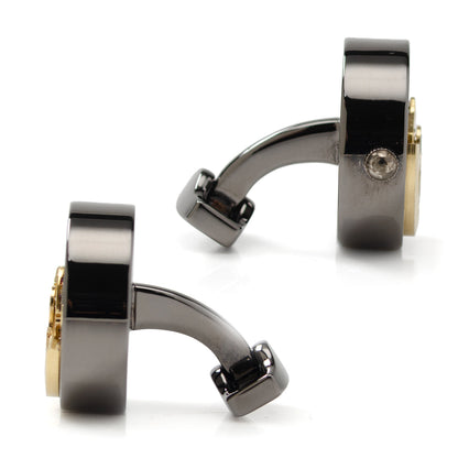 Gunmetal and Gold Kinetic Watch Movement Cufflinks