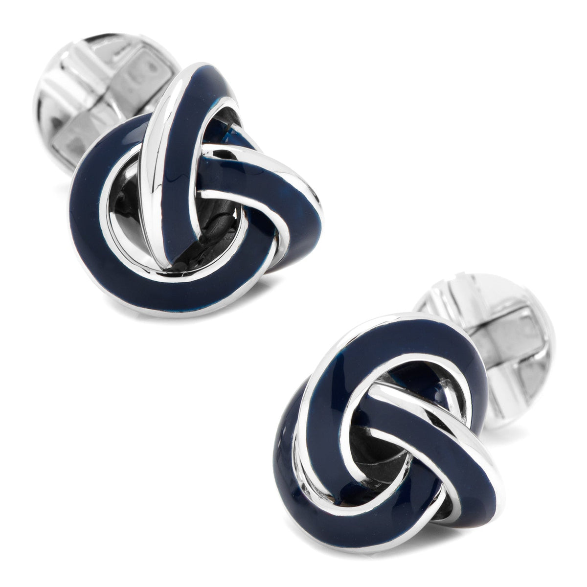 Sterling Silver Blue Enamel Knot Cufflinks