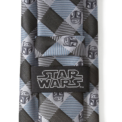 Star Wars Boba Fett Blue and Gray Plaid Tie