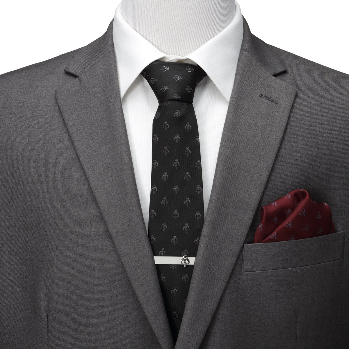 Star Wars Mandalorian Mythosaur Black Silk Tie