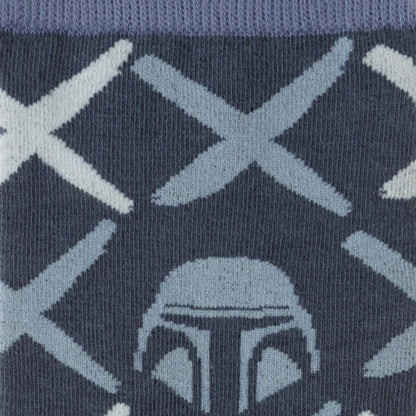 Star Wars Mandalorian Navy Checkered Dress Socks and Lapel Pin Gift Set
